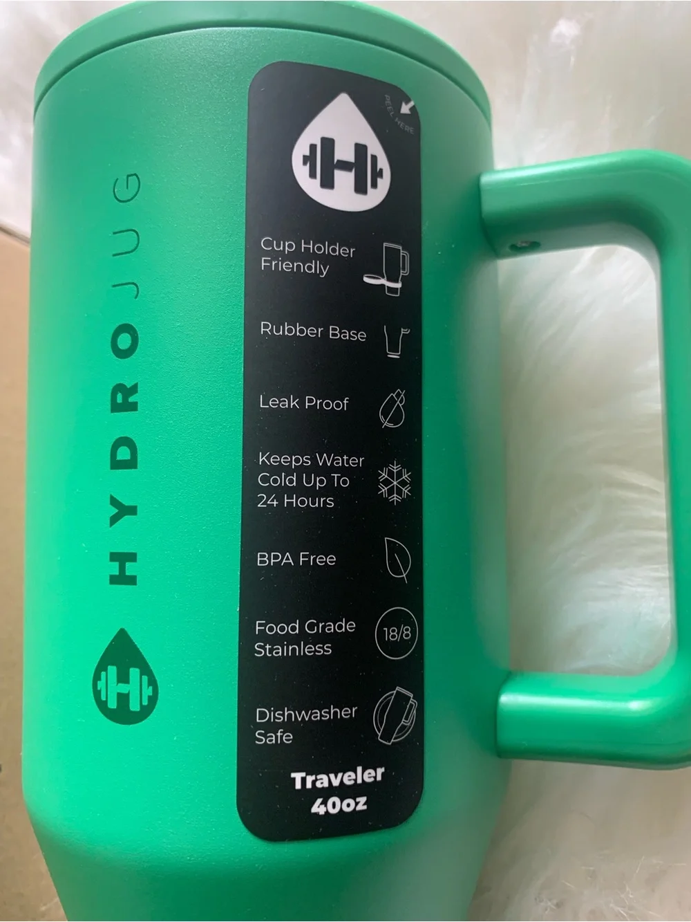 HydroJug Green Travel Tumbler with Handleo 40oz Stainless Steel
